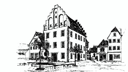 Gerolzhofens Rathaus Zeichnung 16:9